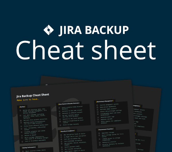 jira backup cheat sheet