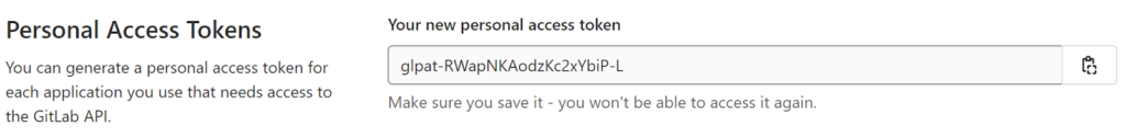 Freshly generated Personal Access Tokens in GitLab