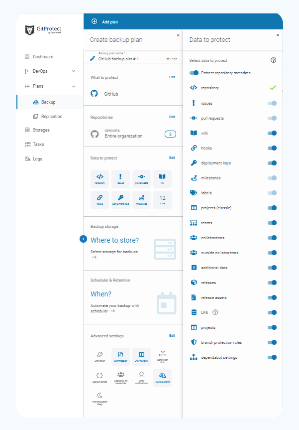 GitProtect interface