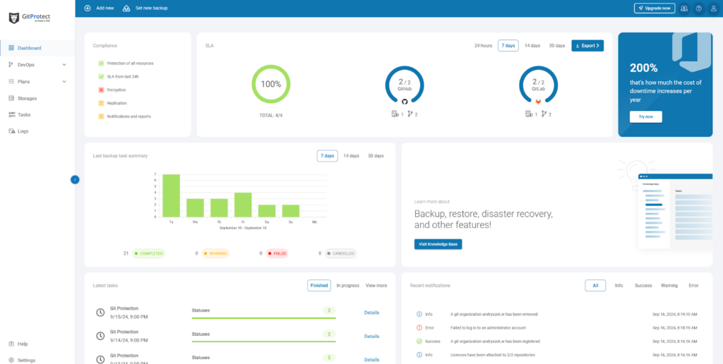 GitProtect Management console