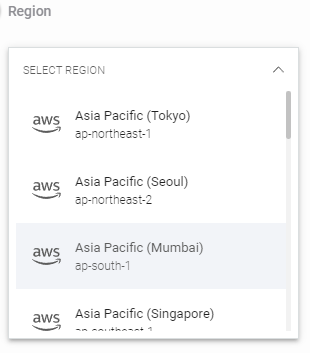 Select region for backup