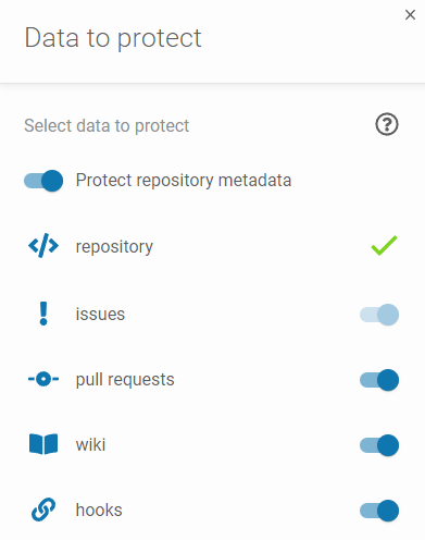 Selecting GitLab metadata and repositires to backup 
