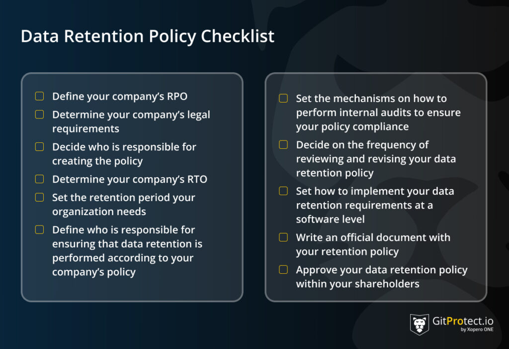 Data Retention Policy Checklist