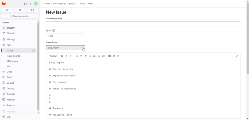 GitLab Issue Templates 15