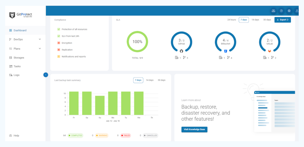 GitProtect UI - compliance