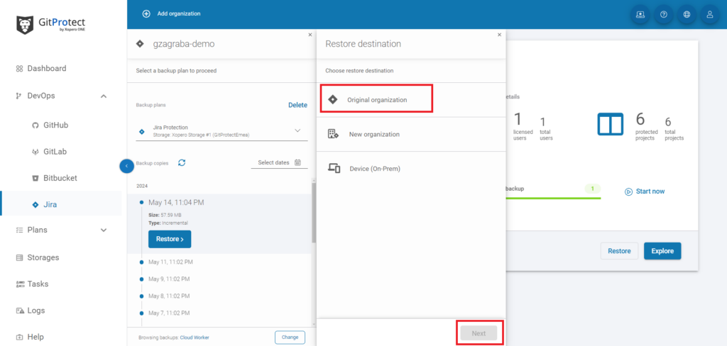 Jira issue restore with GitProtect 3