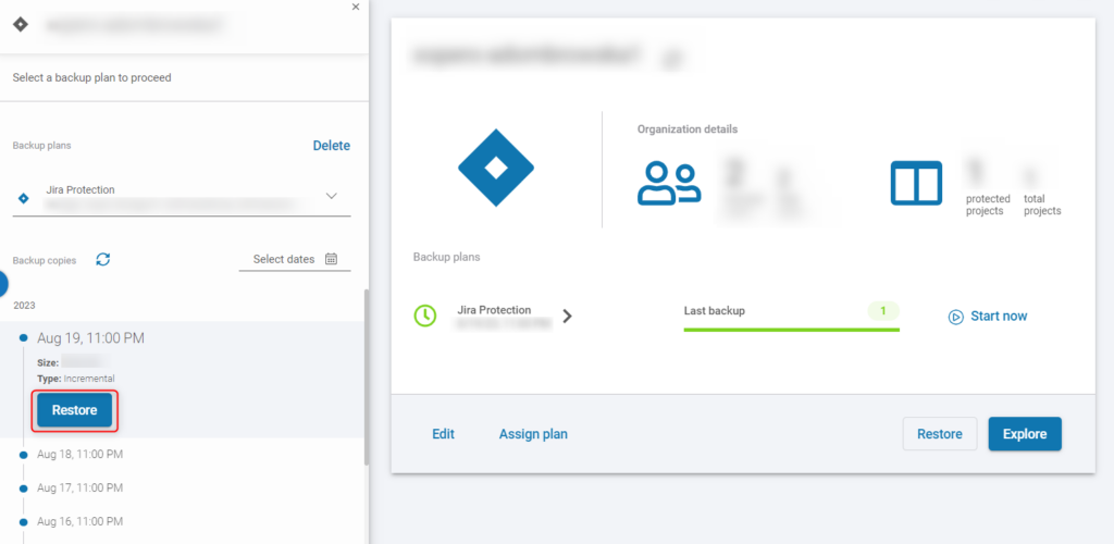 Jira Cloud restore process