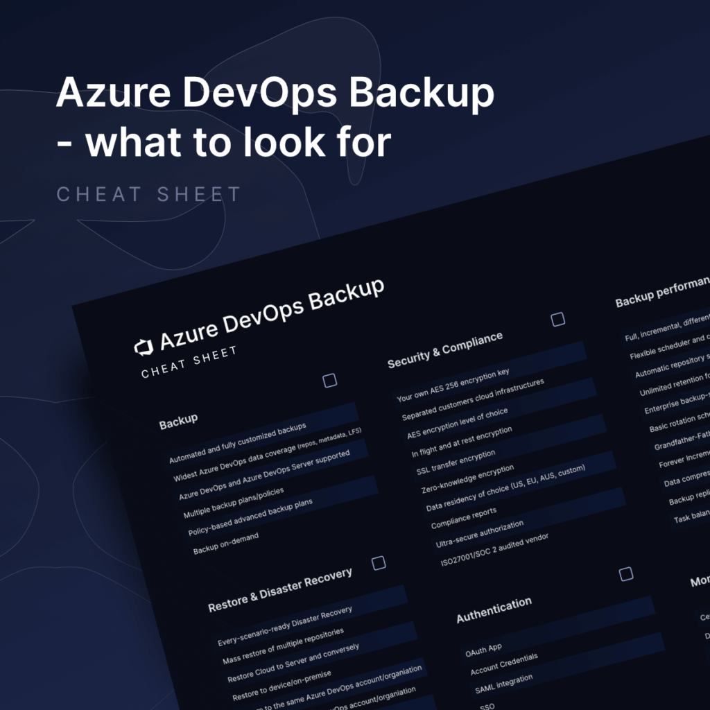 Azure DevOps backup cheat sheet