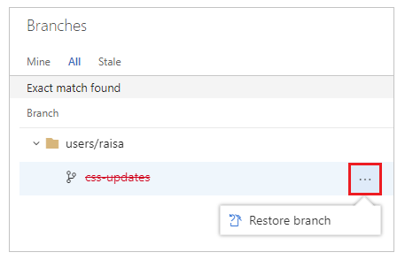 restore deleted branch in Azure DevOps 1