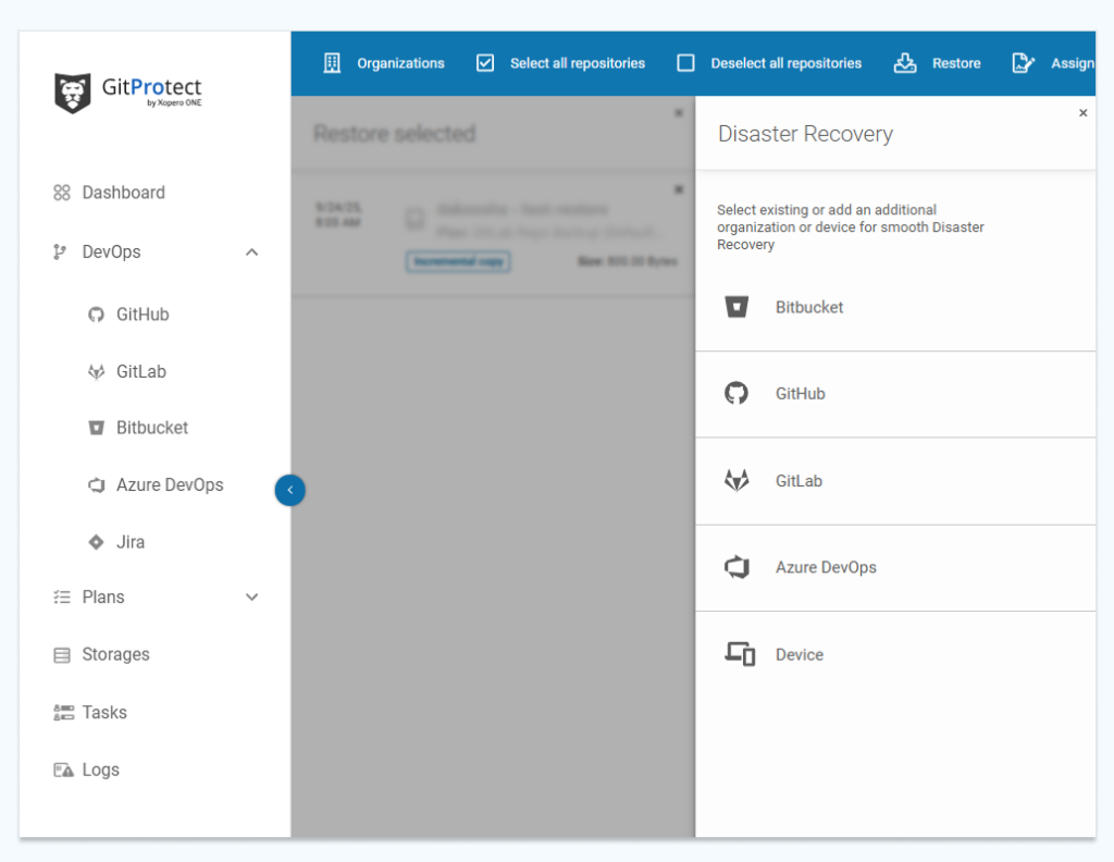 GitProtect cross-restore