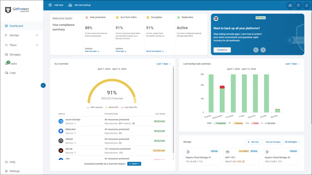 GitProtect release 2.2.0 - refreshed main dashboard
