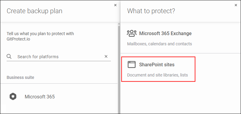 You can back up SharePoint sites with GitProtect